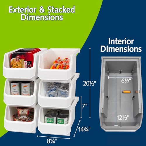 ReadySpace Large Plastic Containers for Organizing and Storage Bins for Closet, Kitchen, Office, or Pantry Organization, 14.75" x 8" x 7", 6-Pack, White, Large - color: White, size: Large, 6-Pack