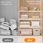 Expandable Cabinet Shelf Orgnizers, Stackable Kitchen Counter Shelves, Adjustable Height Pantry Cupboard Shelf, for Bathroom, Wardrobe, Under Sink Countertop (2)