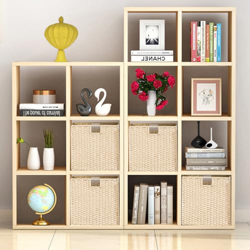 Vagusicc Wicker Storage Basket, Set of 2 Hand-Woven Paper Rope Storage Baskets, Foldable Cube Storage Organizer Bins, 11 Inch Wicker Storage Baskets for Shelves and Decor, Square Storage Basket, Beige - color: Beige, size: 11'' x 11'' x 11''