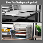 Mind Reader Stackable Paper Tray, Desktop Organizer, File Storage, Office, Metal Mesh, 10.5" L x 13.5" W x 11.25" H, 4 Pcs., Silver - color: Silver