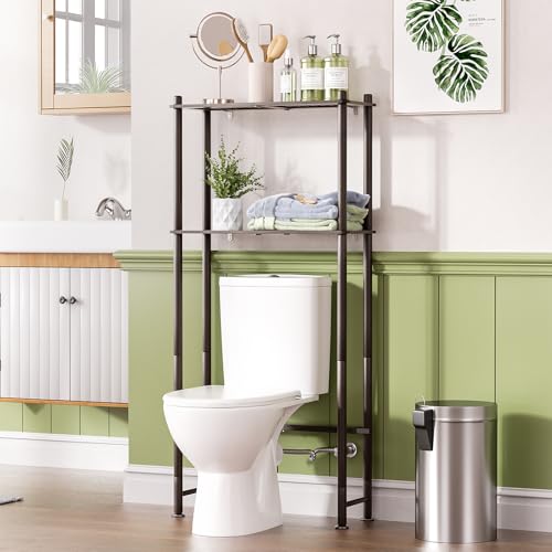 AmazerBath Bamboo Over The Toilet Storage Shelf, 2-Tier Over Toilet Bathroom Organizer Rack, Bathroom Shelves Over Toilet Space Saver, Espresso - style: Espresso-2-tier