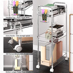 SPACEKEEPER 3 Tier Acrylic Storage Rolling Cart Clear Bathroom Cart Organizer, Transparency Laundry Room Organization Mobile Shelving Unit Multifunction Rolling Utility Cart for Office Living Room - size: 3 Tier