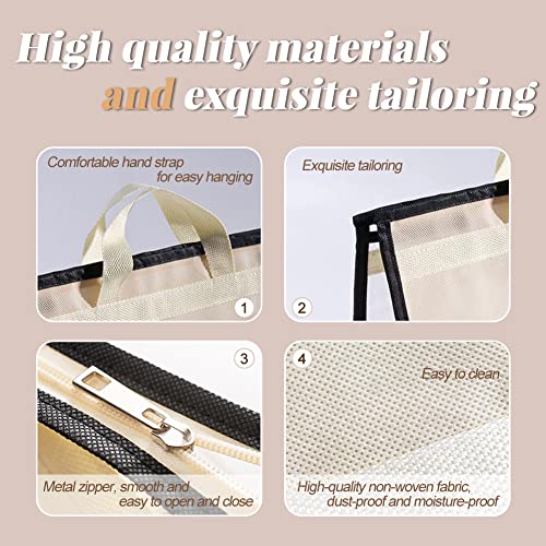fazhongfa 5 PCS Hanging Handbag Storage Organizer Non-Woven Transparent Dust-proof Homewares Purse Wallet Closet Storage Bag with Zipper and Handle (XL) - size: XL