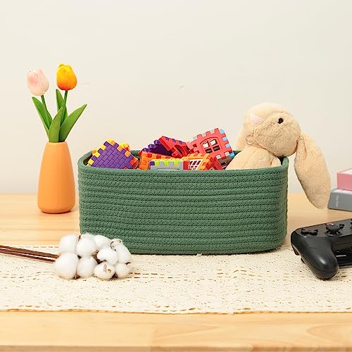 MiniArk Small Storage Baskets for Organizing | Closet Organizer Bins | Shelf Toy Basket | Woven Rope Baskets | Cube Decorative Box | Shallow Basket | 11.5x7.5x4.7” | 3 Packs Green - color: Green, size: 3pcs-L11.5xW7.5xH4.7"