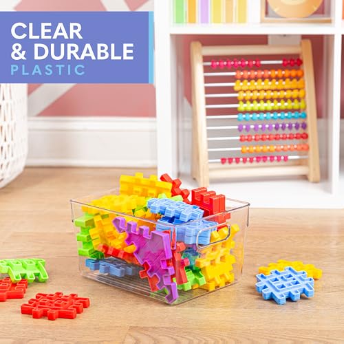Plastic Food Storage 2 Pack Clear Container Bin with Handles for Organizing Kitchen, Pantry, Refrigerator, Freezer, Pantry, Cabinet, Closet, Bathroom. 10”x7.5”x5.3” - size: 10x7.5x5.3