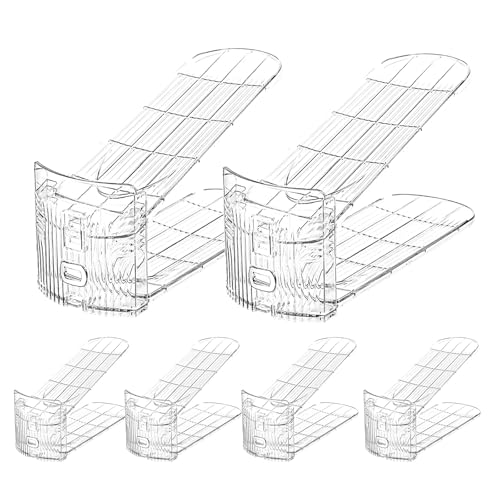 Shoe Slots Organizer for Closet6Pack Adjustable Shoe Stacker Organizer Storage Shoe Rack Space Saver Storage Shoe Holder Organization (Transparent) - size: 6PACK-Standard