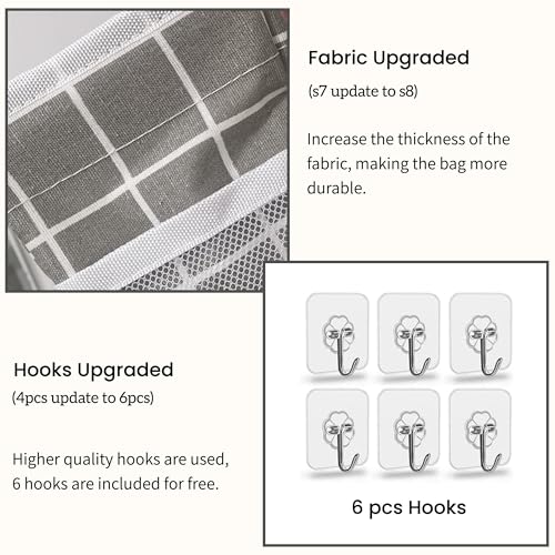 Kanrichu 2pcs 3-pockets Large Wall Hanging Organizer Bag, Linen Fabric Door Hanging Storage Baskets with Pockets, Waterproof Bin for Kitchen, Bedroom, Office, RV Camper (GreyGrid-2pcs) - color: GreyGrid-2pcs
