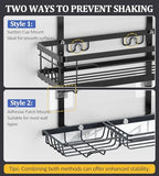 OMAIRA Shower Caddy Hanging Over the Shower Head - Rustproof Shower Organizer Hanging with Soap Scrub Holder, Non-Slip Stainless Steel Bathroom Storage Rack & Shelves, No Drilling, Black - color: Black