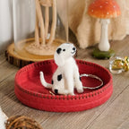 SOFFEE DESIGN Felt Dog Tray, Multi-Use Organizer for Jewelry/Watches/Keys, Non-Slip Bathroom Counter & Entryway Decor, Puppy Bowl Desktop Pet Lover Gift