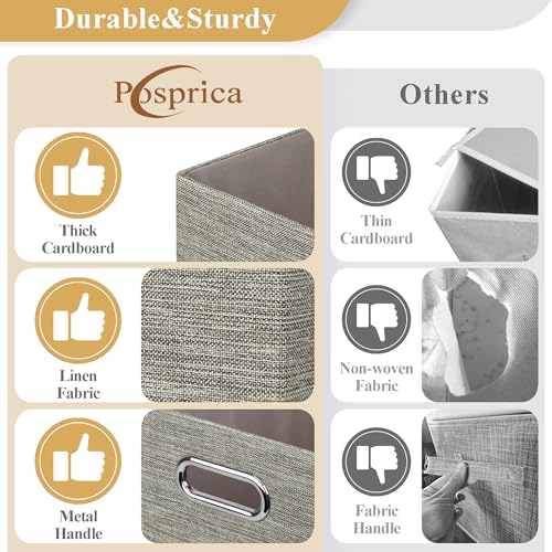 Posprica 15.12"x12.13"x12.01" Storage Cube Bins, Linen Decorative Closet Storage Organizer for IKEA Kallax, 4 Pack Fabric Foldable Large Storage Baskets for Closet, Shelves, Clothes, Toy -Coffee - color: Coffee, size: 15.12 Lx12.13 Wx12.01 H