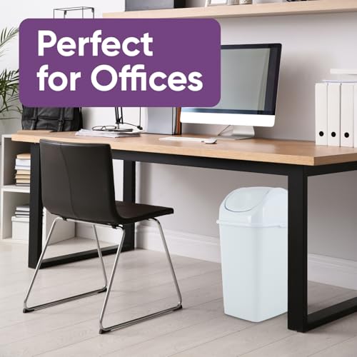 Superio Kitchen Trash Can with Swing Top Lid 9 Gallon Slim Waste Bin 37 Qt Sturdy Plastic Garbage Can Medium Recycling Bin for Office, Bathroom, Under Counter, Dorm, Bedroom (White) - size: 37 Qt., style: 1 Pack