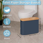 efluky Toilet Paper Basket with Lid, Toilet Paper Organizer for Bathroom, Free Standing Toilet Paper Holder with Storage, Blue - color: Blue