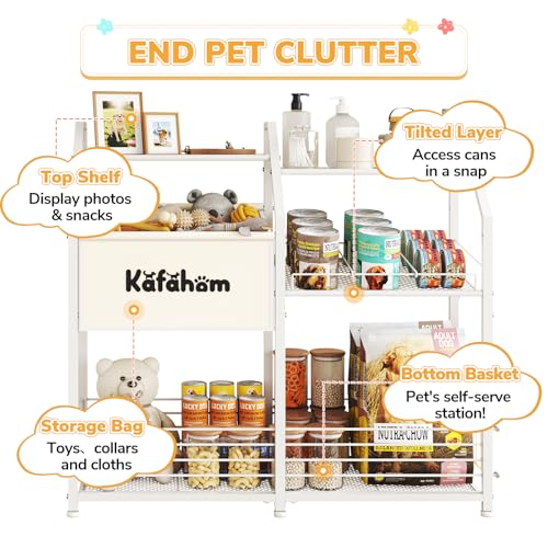 KAFAHOM Dog Toy Basket, Large Dog Toy Bin with Can Dispenser, Pet Toy box with Storage Shelf, Dog Stuff with Collar Leash Holder Rod, Ultimate Pet Furniture & Essentials, Dog Lover Gifts - style: Large Elastic Basket