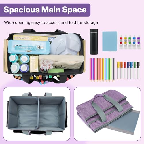 Craft Tote Bag, Art Organizer,Cleaning Supply Caddy, Carrying Bag with Handle for Multi-Purpose, Organizer Caddy for Pets (Purple) - color: Purple