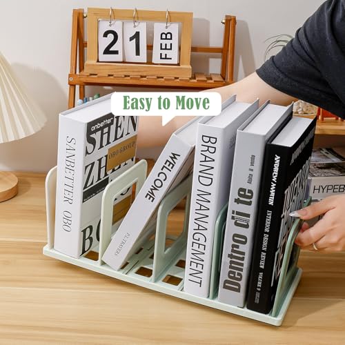 BAYTORY Gradient Desk File Holder, Vertical File Organizer with Adjustable Dividers, Desktop Book Organizer, Binder Shelf for Office Desk (4 Slots, Green) - color: Green