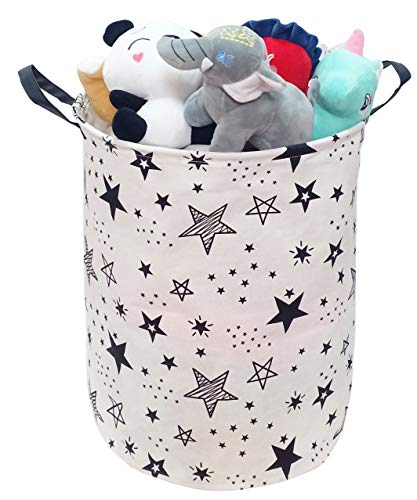 KUNRO Kids Laundry Hamper Clothes Gift Basket Storage Laundry Baskets Organizer Bin with Handles for Nursery Room (Black Star) - color: Star