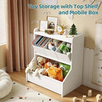 FOUCSSOMEI Kids Toy Storage Organizer, 3-Tier Toy Storage Shelf, Narrow Toy Organizer with Removable Bins, Safe Stable Design for Playroom Nursery Living Room, Patent Design - size: Small Size