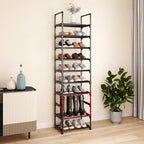 10 Tier Tall Shoe Rack Organizer 20-25 Pairs Shoe Tower Shelf,Metal Shoe Storage,Lager Shoe Storage for Closet Entryway(Black) - size: 10-Tier-Black