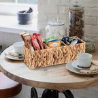 BTSKY Handwoven Remote Control Holder for Table, Natural Water Hyacinth Remote Control Caddy Small Wicker Storage Basket, 3-Compartment Office Supplies Desk Organizer Rustic Makeup Brushes Holder - size: 3-Slot