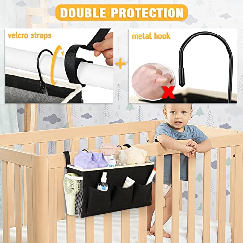 Lilithye Bedside Caddy Bedside Organizer Bedside Storage Caddy with Fixed Straps and Water Bottle Holder for Home College Dorm Bunk Bed Hospital Bed Crib Bed Rails (2pcs Black) - color: 2pcs Black