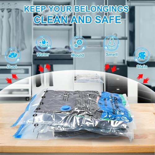 BoxLegend Vacuum Storage Bags with Hand Pump 6 Medium 19.68’’x27.56’’ Thickened Waterproof Vacuum Seal Bags for Clothing Bed Sheets Pillowcases Compression Space Saving for Moving Closet Storage - size: 6 Medium