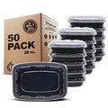 Freshware Meal Prep Containers [50 Pack] 1 Compartment Food Storage Containers with Lids, Bento Box, BPA Free, Stackable, Microwave/Dishwasher/Freezer Safe (28 oz) - size: 28 oz