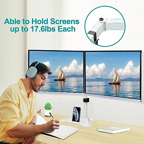MOUNT PRO Dual Monitor Stand, Free-Standing Full Motion Monitor Desk Mount Fits 2 Screens up to 27 inches,17.6lbs with Height Adjustable, Swivel, Tilt, Rotation, VESA 75x75 100x100,White - color: White, size: Dual