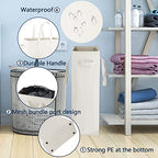 Odonata Slim Laundry Hamper Handles Collapsible Laundry Basket Thin Dirty Clothes Basket Narrow Laundry Bag Foldable Dirty Hamper 45L (Beige) - color: Beige