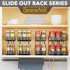 SpaceAid Pull Out Spice Rack Organizer for Cabinet, Heavy Duty Slide Out Seasoning Kitchen Organizer, Cabinet Organizer, with Labels, 7.7" W x10.75 D x10 H, 3 Drawers 2-Tier - style: Three 2"W Drawers, 2-Tier