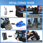 SCAVATA Wearable Cleaning Caddy, Cleaning Caddy Supplies Organizer with Handle & Shoulder Straps for Housekeepers, Under Sink & Car Cleaning Tool Organizers Bag with 4 Foldable Divider (Blue) - color: Blue