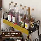 Coffee Bar Station Organizer with Built-In Drawer, 2-Tier Countertop Shelf for Tea Bags, Coffee Accessories, Syrup Bottles (Black) - color: Black