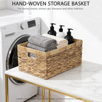 Storage Container, Natural Water Hyacinth Storage Bins Rectangular Basket,Arts and Crafts. - size: Medium