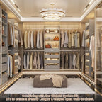 Aheaplus Closet System, 4-9Ft Closet Organizer with 4 Wooden Drawers, Wood Closet Organizer System with Tower, Walk-in Closet Organizer Wardrobe Garment Clothes Rack with 4 Hanging Rods, Grey - color: Grey