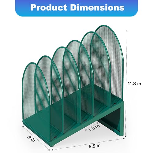 gianotter Desktop File Organizer, Desk Organizer with 5 Compartments, Paper Organizer for Desk, Workspace Organizers for Office Supplies (Green, Inclined Style) - color: Green, size: Inclined Style