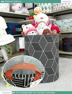 FANKANG Storage Basket, Nursery Hamper Canvas Laundry Basket Foldable with Waterproof PE Coating Large Storage Baskets for Kids Boys and Girls, Office, Bedroom, Clothes,Toys（Black Magic cube） - color: Black Magic cube