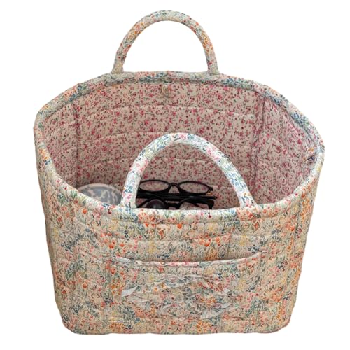 Floral Fabric Storage Basket Car Interior Storage Basket Underwear Sundries Laundry Baskets Supplies Home Organizer Bag (style 1) - color: style 1