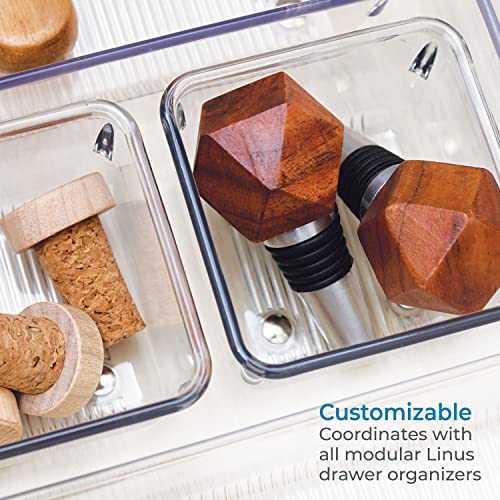 iDesign Linus Plastic Drawer Organizer, Storage Container for Vanity, Bathroom, Kitchen Drawers, 3" x 3" x 2", Set of 2, Clear - size: 3 x 3 x 2, style: Pack of 2