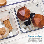iDesign Linus Plastic Drawer Organizer, Storage Container for Vanity, Bathroom, Kitchen Drawers, 3" x 3" x 2", Set of 2, Clear - size: 3 x 3 x 2, style: Pack of 2