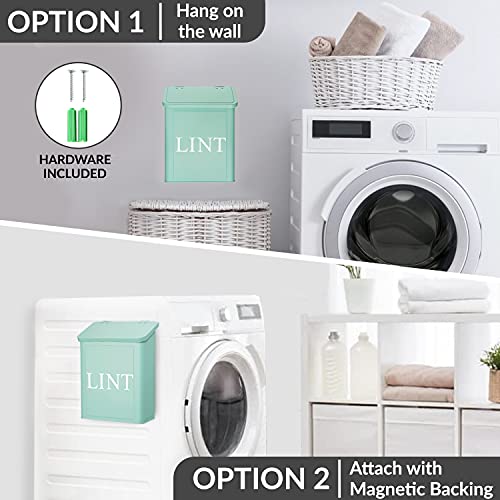 Calindiana Modern Farmhouse Metal Lint Bin for Laundry Room, Mint, 10L - color: MINT