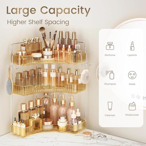 3 Tiers Bathroom Corner Organizer (Gold, 3-Tier) - color: Gold, size: 3-Tier