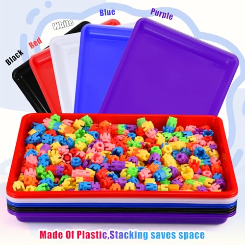 Hoteam 10 Pcs Flat Storage Organizer Tray Bin Paper Tray for Classroom Plastic Stackable File Organizer for School Office Teacher Book Organization(Simple Color,16.14 x 11.81 x 1.38 Inch) - color: Simple Color, size: 16.14 x 11.81 x 1.38 Inch
