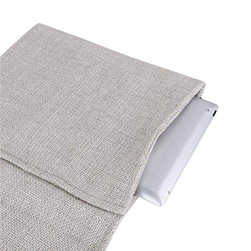 IPENNY Couch Sofa Armrest Organiser Chair TV Remote Holder Bed Storage Pocket Bag for Cellphone Tablet Notepad Book Magazines DVD Eyewears Drinker Snacks Holder Pouch - color: Beige(4 Outer Pocket + 1 Newspaper Pocket)