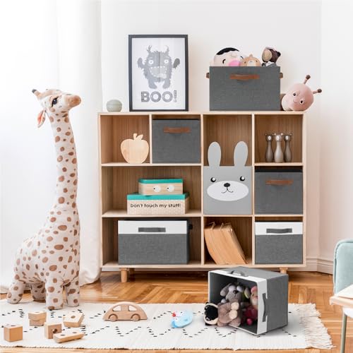GhvyenntteS Large Fabric Storage Bins 6 Pack, 15x11x9.6 Inch Storage Baskets for Shelves, Foldable Closet Storage Bins for Shelves, Closet Organizers and Storage Boxes, Gray - color: Gray, size: Large-6 Pack