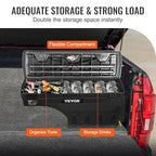 VEVOR Truck Bed Storage Box, Compatible with Chevrolet Silverado 1500 GMC Sierra 1500 2019-2020 R, Waterproof ABS Wheel Well Tool Box with Lockable Lid, 6.6 Gal/25 L Toolbox, Passenger Side, Black - size: Passenger Side, style: Chevrolet Silverado