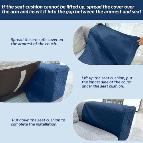 MEHIDFY Sofa Arm Cover, Waterproof Couch Armrest Protector, Anti-Slip Sofa Cover, Remote Holder for Armchair, Recliner Caddy with 3 Pockets for TV Remote, Phone, Pad, Pen, Book(Blue 2pcs) - color: Blue