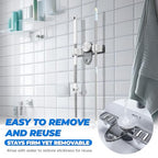 LELE LIFE 2 Pack Broom Holder Mop Hanger - Strong Suction Cup - No Drill Removable Broom Organizer Rack Wall Mount with Hooks for Bathroom Kitchen Garage, Clear Grey - color: Clear Grey