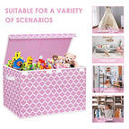 homyfort Toy Box for Girls, Kids - Large Toy Chest Organizers and Storage Boxes with Flip-Top Lid & Divider, Collapsible Container Bins for Playroom, Nursery, Closet, Living Room, 24.5"x13"x16", Pink