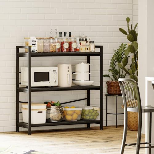 Book Shelf, 3 Tier Bookshelf 31.49" Width, Book Shelf Storage and Organization, Wooden and Metal Industrial Bookcase, Large Book Shelves for Home Living Room Bedroom Office Storage(Black) - color: Black, size: 3 Tier - 31.5" W