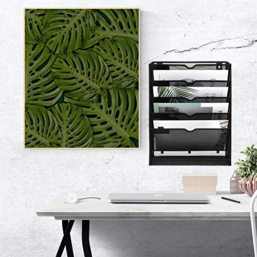 EASEPRES Desk File Organizer Mesh 6-Tier, Hanging Wall Mount Document Organization Stand, Desktop Vertical Mail Paper Folder Holder Rack with Bottom Tray for Office Home Cubicle, Sides Closed, Black - color: Black, size: 6 Tier Upgrade