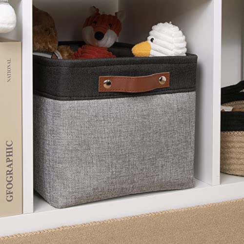DULLEMELO Fabric Storage Basket for Shelves/Closets, Collapsible Rectangle Basket for Organizing Clothes, Toys, Towels, Books, Laundry, Nursery, Dog Toy Basket Empty (Black&Gray) - color: Black&Gray, size: Medium-15"x11"x9.5"